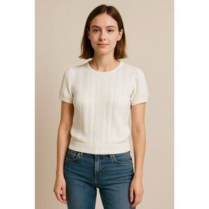 Sugar & Rose Lady White Top Size M/L Stretchy Form Fitting Spandex Blend